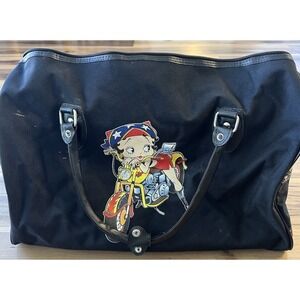 Betty Boop Biker Motorcycle Weekender Duffel Bag Black Y2K Travel Overnight